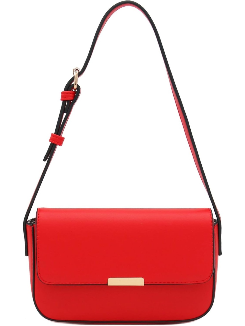 〽️ Women's Red Mini Rectangular Flap Purse Underarm Shoulder Bag